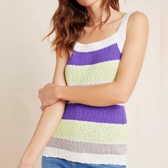 Anthropologie Tops - Anthropologie Women’s Callahan Multicolor Stripe Knit Sweater Tank Sz S